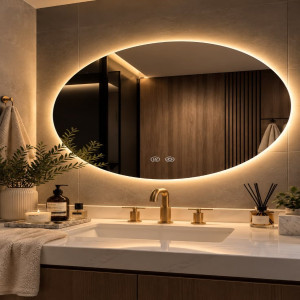 Round LED Bathroom Mirror with Anti-Fog Light